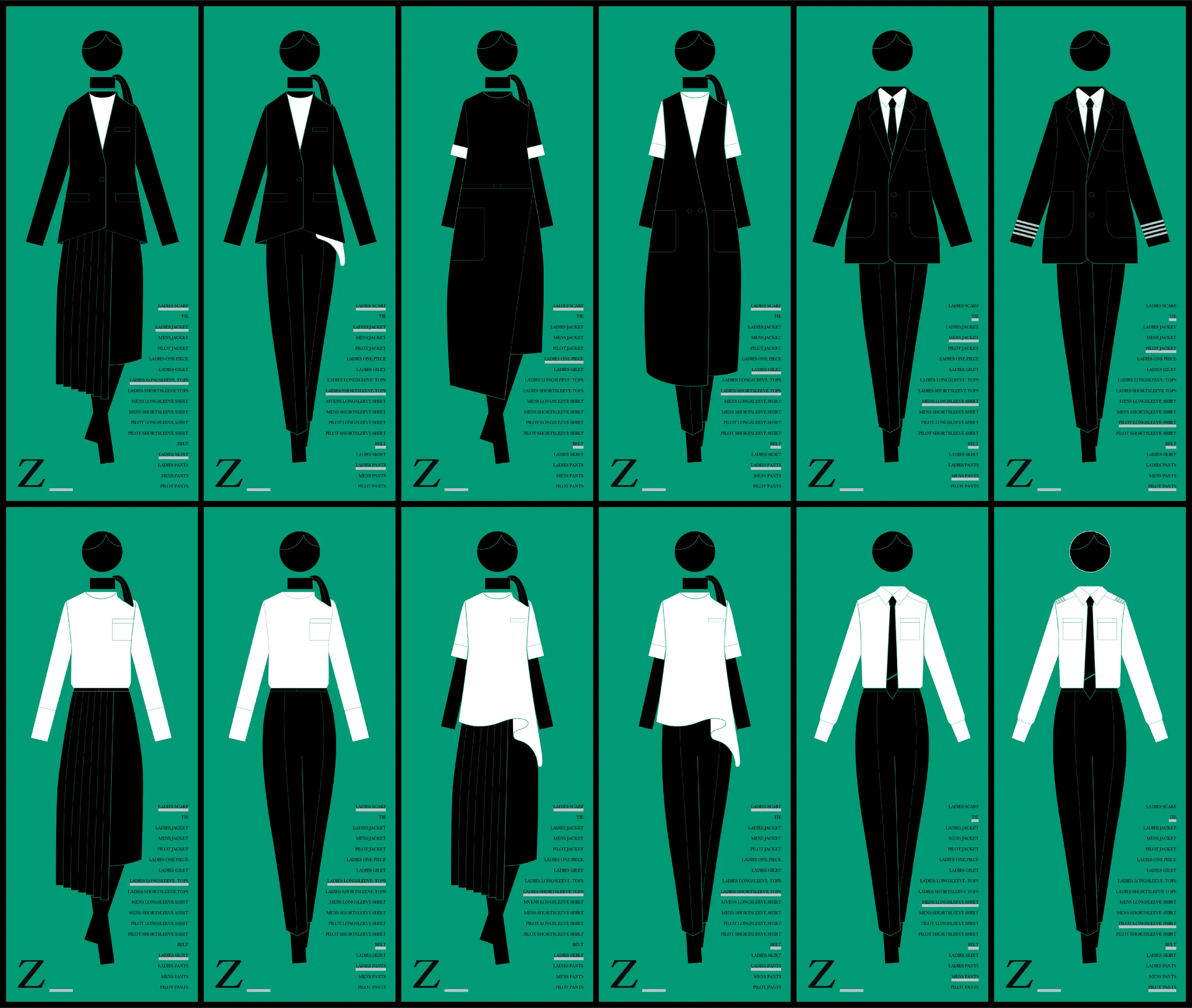 ZIPAIR uniform styling patterns